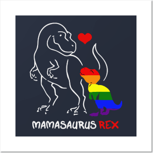 Funny Mama Saurus Rex Lgbt Rainbow Posters and Art